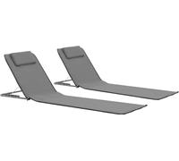Tapis de plage pliables 2 pcs Acier et tissu Gris
