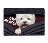 Tapis de porte amusant West Highland White Terrier Ew People Cadeau pour les amoureux des chiens Tapis antidérapant pour salle de bain cuisine porche entrée 40 x 60 cm