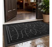 Tapis de porte antidérapant DEXI intérieur 60 x 90 cm, tapis de nettoyage à eau lourde pour porte avant, bande et entrée, lavable et durable, noir