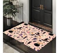 Tapis de Porte Bohème Entrée Intérieur, 60 x 120 cm | Paillasson Fin Pot Médecine Noire, Bougie, Flacon Poison, Tapis de Porte Profil Bas, Antidérapant et Lavable en Machine pour Entrée, Couloir