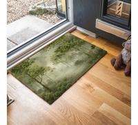 Tapis de Porte Lavable, 60 x 90 cm Tapis de Sol Chemin Forestier Antidérapant à l'intérieur Paillasson Avant Intérieur Tapis Mince Forêt Brumeuse pour Cuisine, Jardin, l'entrée Hall, Vert Sauge