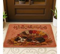 Tapis de porte noir pour l'extérieur et l'entrée intérieure de l'automne, Thanksgiving, chien de montagne bernois, 73,6 x 43,2 cm, paillasson d'extérieur ultra fin, petit tapis imprimé chaussures de