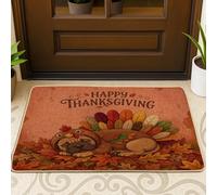 Tapis de porte noir pour l'extérieur et l'entrée intérieure de l'automne, Thanksgiving Day Bullmastiffs Dog - 73,6 x 43,2 cm - Amusant pour l'automne - Turquie - Ultra fin - Petit tapis imprimé