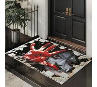 Tapis de Porte Thriller 3D Briser Murs Entrée Intérieur, 60 x 90 cm | Paillasson Fin Mains Ensanglantées Visage Fantôme Féminin, Tapis de Porte Profil Bas, Antidérapant Lavable pour Entrée, Couloir