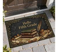 Tapis de porte « Welcome », éducatif vintage avec volutes de retour au campus, noir, lavable, profil bas, décoratif, décoration pour entrée, porche, salle de bain, bureau, 73,6 x 43,2 cm