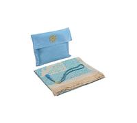 Tapis de prière IHVAN en Taffeta Bleu - Janamaz Musulman avec Sac en Tissu Slub