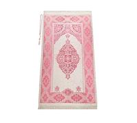 Tapis de Prière Musulmane Doux avec Perles | Janamaz Sajjadah | Tapis Islamique en Tissu Chenille, Fuchsia