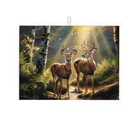 Tapis De Protection Durable Tapises Évier Cerfs Sika des Arbres d'automne Usages Multiples Tapis Égouttoir pour Assiette Comptoir Ustensiles 46X41cm