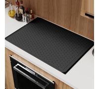 Tapis de protection en silicone noir pour plaque à induction, pliable, protection contre les rayures, résistant à la chaleur, tapis de séchage pour cuisinière à induction, comptoir