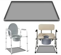 Tapis de Protection en Silicone pour Chaise de Toilette, 60 x 60 cm, Imperméable, Antidérapant, Noir (Gris)