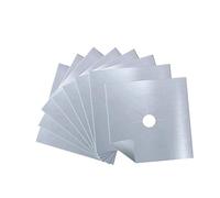 Tapis de Protection pour Cuisinière à Gaz 8 Pièces Argenté | Tissu Enduit, Trou Central Prédécoupé, Réutilisable pour Brûleur Gaz et Plaques de Cuisson
