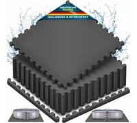 Tapis de protection pour piscine tillvex® - 48 pièces de 62,5 x 62,5 cm | Tapis de sol de 1 cm d'épaisseur pour piscines, pataugeoires et jacuzzis | Tapis de sol pour piscine d'extérieur | Tapis de pr
