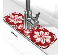 Tapis de robinet absorbant pour évier de cuisine, salle de bain, cuisine, protection anti-éclaboussures, style pixel, flocons de neige de Noël, 38 x 14 cm