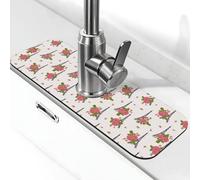 Tapis de robinet tour de fleurs pour évier de cuisine, tapis de drainage pour évier de cuisine, protection anti-éclaboussures, tapis de robinet d'évier de cuisine absorbant à séchage rapide, tapis