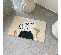 Tapis De Salle De Bain 40 X 60 Cm Chiot Noir Blanc Tapis de Douche Antidérapant avec Fond Lavable, Moelleux et Épais pour Salle de Bain, Haute Absorption D’Eau