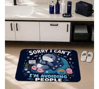 Tapis de salle de bain amusant avec citation de requin 50,8 x 81,3 cm | Illustration de requin amusant, tapis de toilette pour douche, thème introverti, scène de couverture confortable