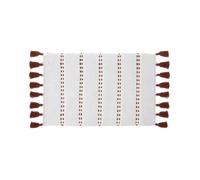 Tapis de Salle de Bain en Coton FIVE avec pompons Terracotta - Blanc - 50 x 75 cm