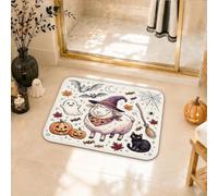 Tapis de salle de bain en forme de mouton, citrouilles fantaisie, fantôme, Halloween, antidérapant, lavable, pour baignoire, douche, décoration blanche, 50,8 x 81,3 cm