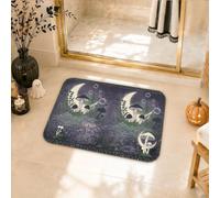 Tapis de salle de bain fantaisie champignon mystique 40,6 x 61 cm | Motif croissant de lune, tapis de sol de salle de bain, thème forêt fantaisie, décoration rustique, art botanique foncé