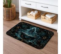 Tapis de salle de bain fantôme, chandelier mystique gothique, Halloween, antidérapant, lavable, tapis de salle de bain à poils courts pour toilettes, décoration de sol de toilettes, noir, 40,6 x 61 cm