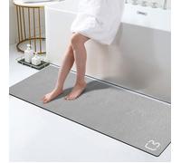Tapis de salle de bain long en pierre de diatomite 40 x 120 cm, dos caoutchouc antidérapant - Gris