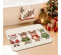 Tapis de salle de bain Motif âne de Noël 40,6 x 61 cm | Personnages fantaisistes d'âne, tapis de sol de salle de bain, texture en flanelle douce, décoration de salle de bain
