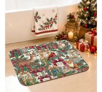 Tapis de salle de bain motif cerf 50,8 x 81,3 cm | Animaux de la forêt, tapis de toilette de douche, boîtes cadeaux, décoration saisonnière, toucher flanelle douce