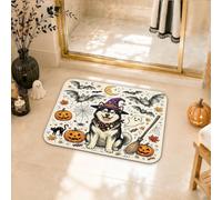 Tapis de salle de bain pour chien, motif citrouilles fantaisie, balai, orange, séchage rapide, absorbant, pour salle d'eau, lavabo, 50,8 x 81,3 cm
