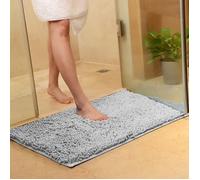 Tapis de salle de Bain Shaggy - Absorbant et Antidérapant - Gris - 40 x 60 cm