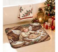 Tapis de salle de bain sur le thème de la cuisson Ange de Noël 40,6 x 6 | Biscuit en forme d'étoile, tapis de bain, bâtons de cannelle, thème pâtisserie, atmosphère hivernale confortable