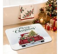 Tapis de salle de bain vintage avec citation de Noël, camion rouge, 50,8 x | Motif camion vintage, tapis de sol de salle de bain, décoration de vacances, texture en flanelle douce, absorbant l'humidité