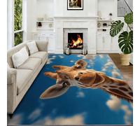 Tapis De Salon 100 x 160 cm Plage Girafe Tapis De Couloir, Animaux De Dessin Animé Antidérapant Poils Courts Moquette Confortable pour Chambre D’Enfant Jardin D’Enfants