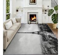 Tapis De Salon 100 x 160 cm Tour Eiffel en Noir Et Blanc Tapis De Couloir, Photographie Antidérapant Poils Courts Moquette Confortable pour Salon Romantique Amateur De Voyages