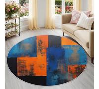 Tapis de Salon 120 cm Rond Lavable en Machine - Multicolore Tapis Salle à Manger Antidérapant et Fin - Tapise Collage D'Art Abstrait Imprimé pour Entrée Salon De La Boutique De Jouets De Créateurs