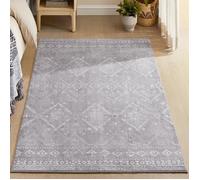 Tapis de salon 120 x 170 cm, Antidérapant, Lavable en Machine, Style Bohème, Gris Tourterelle
