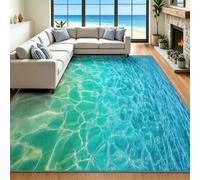 Tapis de Salon 120 x 170 cm Lavable Antidérapant Poils Courts | Nature Marin rug Antidérapant Poils Courts, Fond Marin Ondulation Soleil pour Chambre et salle de bain