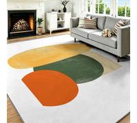 Tapis de Salon 120 x 180 cm Lavable Antidérapant Poils Courts | Minimaliste Illustration rug Antidérapant Poils Courts, Ovale Géométrique Blocs Couleur pour Chambre et salle de bain