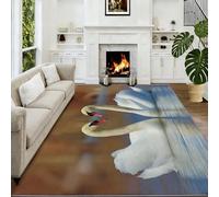 Tapis De Salon 140 x 200 cm Cygne Blanc en Forme De Cœur Tapis De Couloir, Photographie Animalière Antidérapant Poils Courts Moquette Confortable pour Mariage Chambre