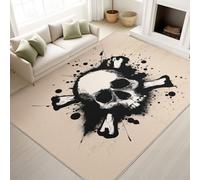 Tapis de Salon 160 x 230 cm, Antidérapant Et Lavable en Machine Tapis, Poil Ras Dessin Animé Fantaisie Pop Art Avant-Garde Rock Effet Éclaboussure Têtes de Mort Tapis pour Salon, Chambre à Coucher
