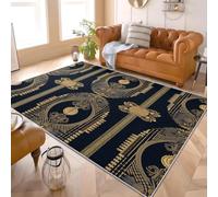 Tapis de Salon 180x240 cm Lavable Antidérapant Poils Ras Moquette Chambre GrèCe Antique Style Traditionnel Grand Tapis Douce Intérieur pour Chambre D'enfant ou Adulte, Entretien Facile, Bleu