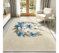 Tapis de Salon 80 x 150 cm, Ruban Lapin Couronne Enfants Antidérapant Tapis Animaux Aquarelle Poils Ras Doux Lavable Moquette pour Chambre Décoration Intérieure Paillasson Moquette
