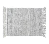 Tapis de salon à franges 60x90 cm PENJAB viscose et laine gris Argent