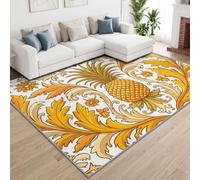 Tapis de Salon Ananas Or Feuille Acanthe 120 x 170 cm Garçons Filles Adolescents, Baroque Tapis de Chambre 3D Imprimé Flanelle Lavable Moquette Coucher Cuisine Bureau