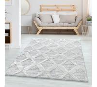 Tapis de salon - CARPETTEX - Modèle relief 3D - 240 x 340 cm - 100% polypropylène - Gris