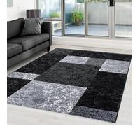 Tapis de salon CARPETTEX - Moderne - Carreaux - Noir 120 x 170 cm