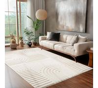 Tapis de salon, chambre à coucher, tapis de cuisine, couleur crème, poils hauts, style boho, tapis de couloir, design scandinave 3D, doux et moelleux 240 x 340 cm