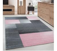 Tapis de salon chambre coucher salle manger poil court design moderne Rose 160 x 230 cm