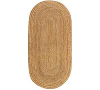 Tapis de salon et chambre HAMID -Tapis Jute Ovale Naturelle Alhambra -100% Fibre de Jute Naturelle - Tissé à la Main -Tapis 70x140cm