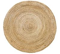 Tapis de salon et chambre HAMID - Tapis Jute Rond Naturelle Alhambra - 100% Fibre de Jute Naturelle - Tissé à la Main - 100 x 100 cm