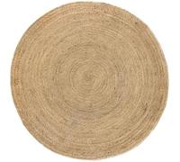 Tapis de salon et chambre HAMID - Tapis Jute Rond Naturelle Alhambra - 100% Fibre de Jute Naturelle - Tissé à la Main - 150x150cm